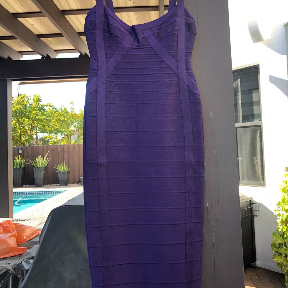 Herve Leger Plum Purple Bandage Dress